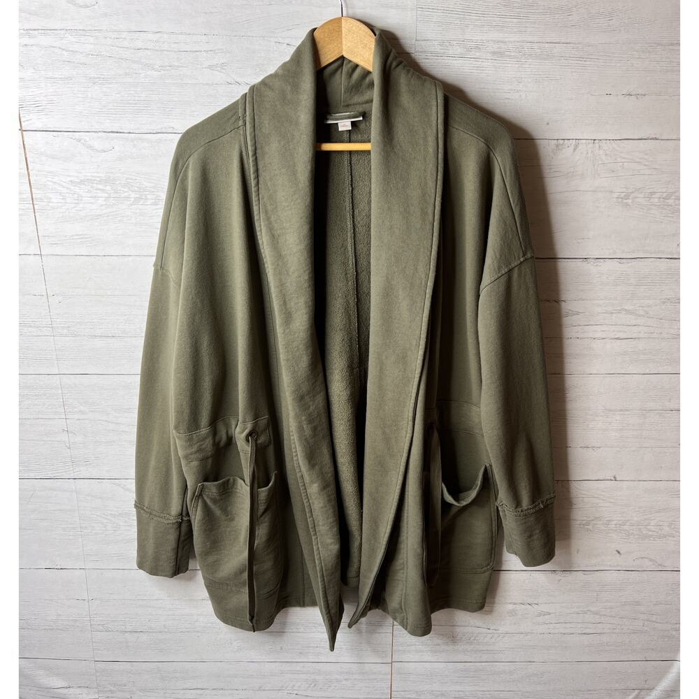 Knox Rose Jacket Womens Size XL Olive Green Drape Front Cotton Blend Pockets - Picture 4 of 16